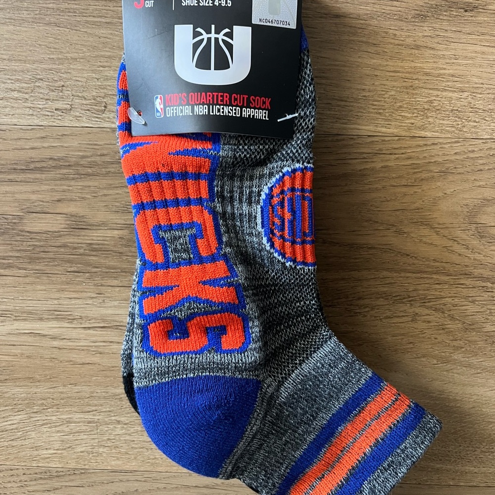 NBA Knicks Kids Athletic Socks - Gray, Blue, and Orange 3 Pair